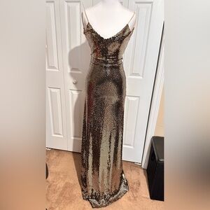 Elegant Gold Sequin Evening Gown